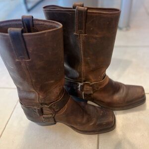 Frye Brown Leather Harness Boots